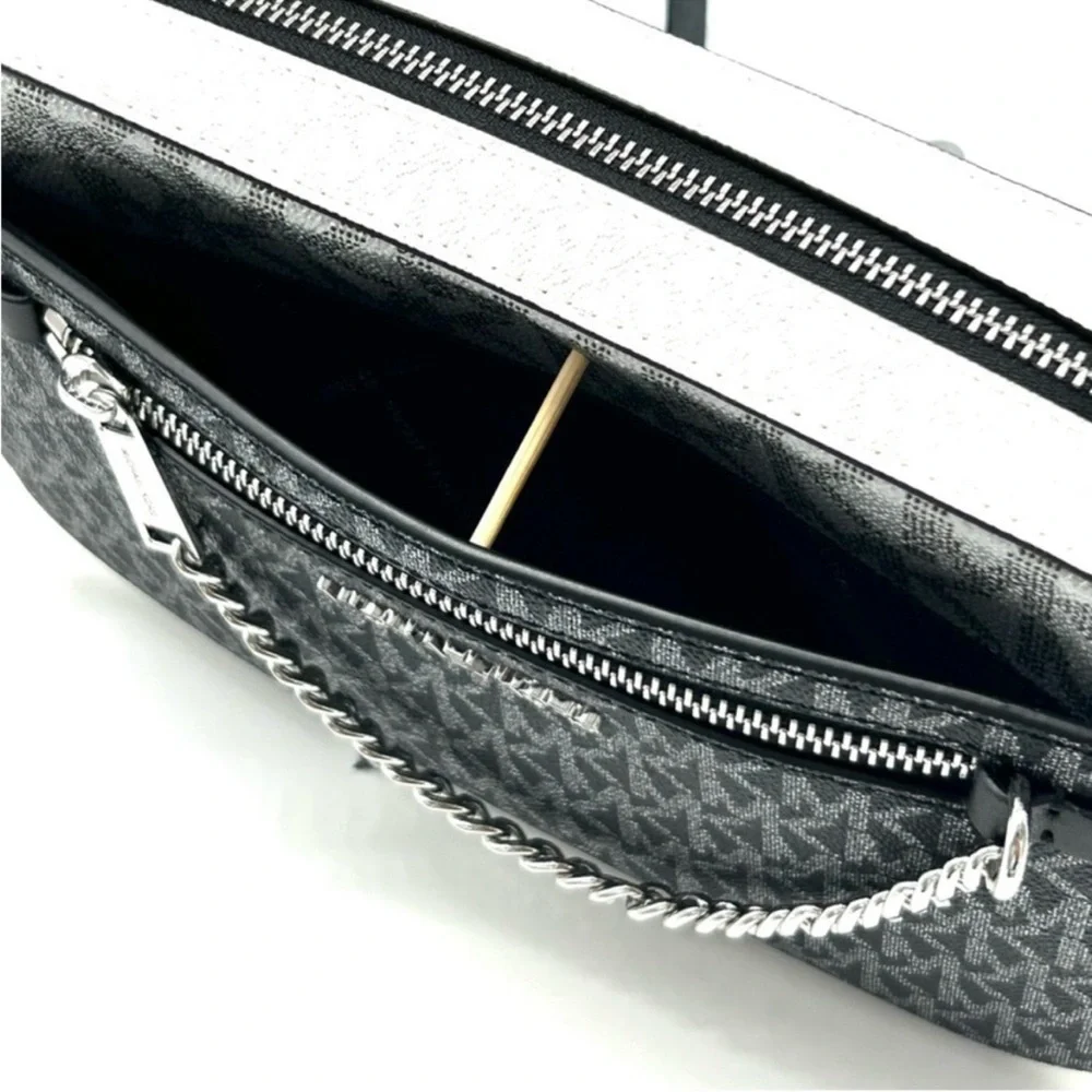 Michael Kors Jet Set Large Signature Logo Crossbody Bag Black Multi